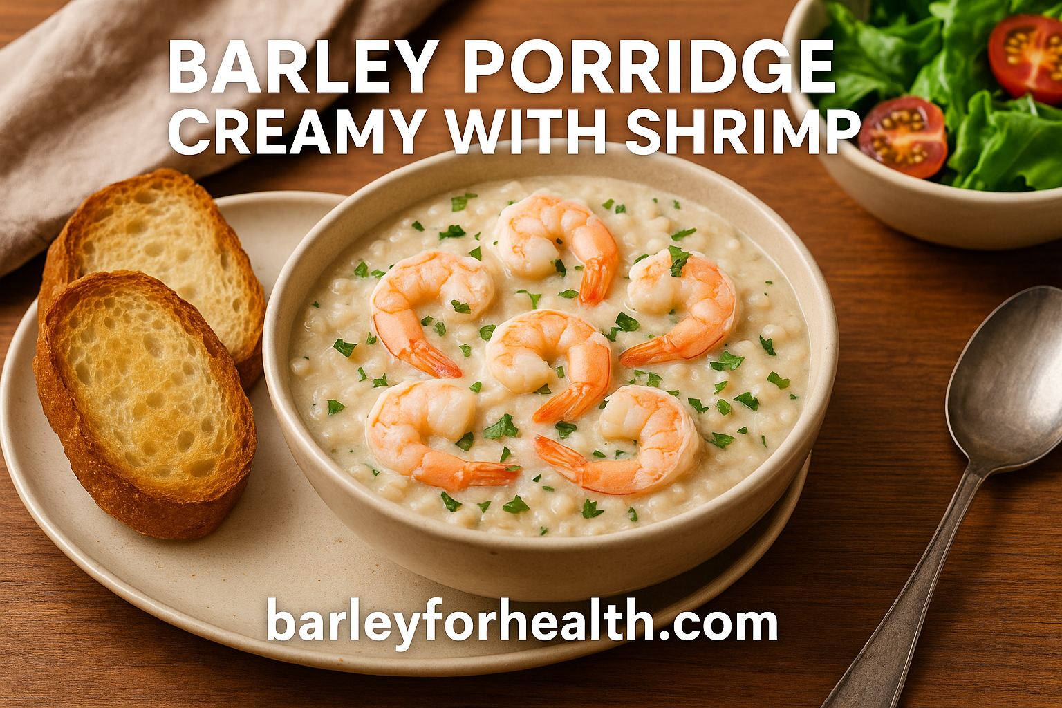 Barley porridge with shrimp